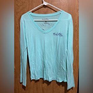 Salt Life Sea Green V Neck Shirt Size L